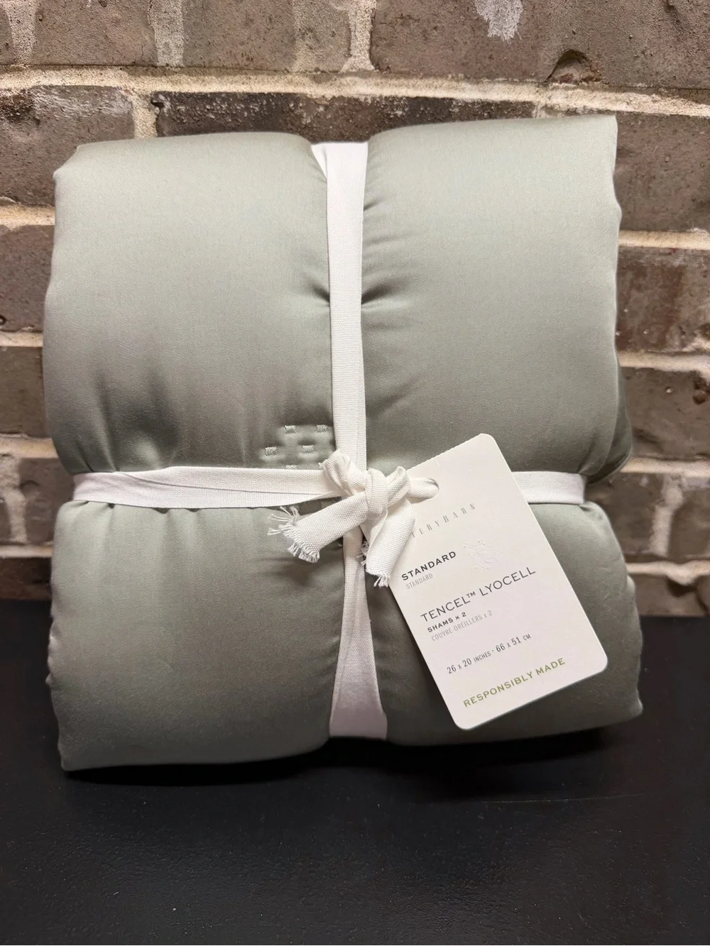 2 Pottery Barn Tencel Lyocell Tufted Comforter Pillow Sham Covers Eucalyptus NWT